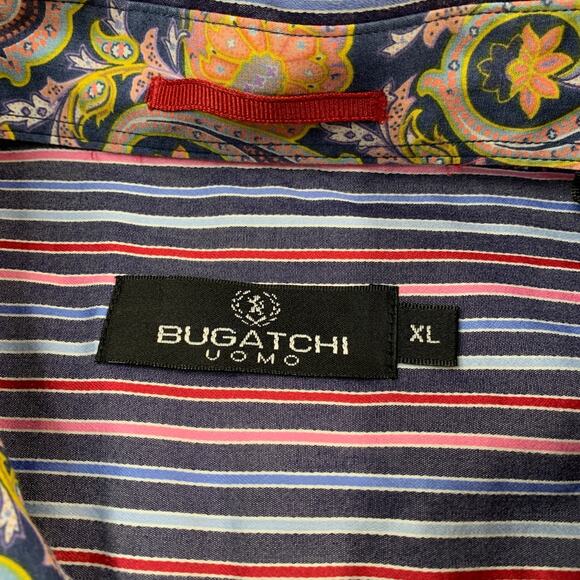 Bugatchi Uomo Shirt Mens XL Extra Large Striped Cotton Button Up Long Sleeve - Picture 4 of 9